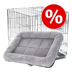 Sparpaket: Transportkäfig Double Door + Kuschelkissen für Hundeboxen