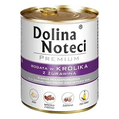 Konservai šunims su triušiena ir spanguolėmis Dolina Noteci Premium 800 g