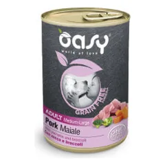 Oasy Grain Free Adult Medium & Large Pork konservai su kiauliena šunims