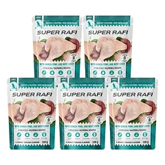 SUPER RAFI su vištienos širdelėmis ir jautienos kepenėlėmis, 5 x 500 g šlapias šunų maistas