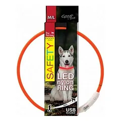 Šviečiantis antkaklis šunims LED, reguliuojamas, 65cm (oranžinis)