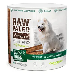 RAW PALEO Vital Pro Dental Duck Medium Large 100g monoproteininis funkcionalus skanėstas sveikiems dantims šunims