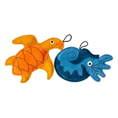 Kiwi Walker Odinis Žaislas Nautilus - natūralios odos žaislas šunims, nautiluso forma, Niebieski / 14cm — 2 nuotrauka