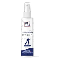 Pet Clean Dry Bath-Strawberry sausas šampūnas be vandens šunims ir katėms su braškių aromatu, 250 ml
