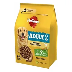 PEDIGREE® Adult 2,6 kg su paukštiena ir daržovėmis – visavertis sausas maistas suaugusiems didelių ir vidutinių veislių šunims