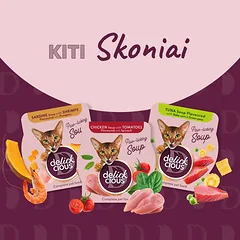 DELICKCIOUS konservuotas pašaras suaugusioms katėms - krevečių sriuba su sardinėmis, 80 g — 5 nuotrauka