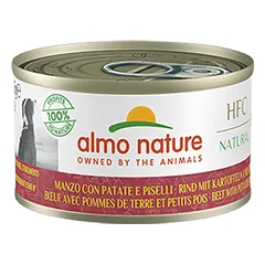 Almo Nature HFC Natural Jautiena su bulvėmis ir žirneliais konservai suaugusiems šunims su jautiena, bulvėmis ir žirneliais, 95 g