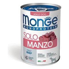 MONGE Monoproteico "Solo"  konservuotas pašaras su jautiena šunims, 400 g
