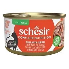 Schesir konservuotas maistas katėms su tunu ir surimi, želėje, 85g