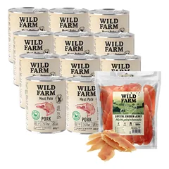 WILD FARM Pate Pork 12x800g ėdalas šunims be glitimo + nemokamas skanėstas