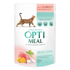 OPTIMEAL ™ konservuotas pašaras suaugusioms katėms su kalakutiena moliūgų padaže 12x0.085 kg
