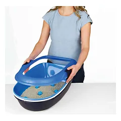 Trixie Berto Cat Litter Tray su atskyrimo sistema, tamsiai pilka/pastelinė, 59 x 39 x 22 cm — 2 nuotrauka