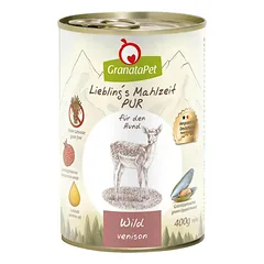 GranataPet Venison Pur - be grūdų šlapias šunų maistas, elniena, 6x 800g — 2 nuotrauka