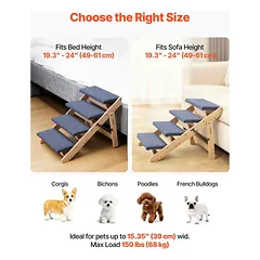 Laiptai augintiniams VEVOR ZD-25DOG06, 4 pakopos, sulankstomi, 63 × 49 × 47 cm — 5 nuotrauka