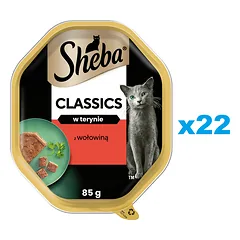 SHEBA Classics 22x85 g drėgnas visavertis ėdalas suaugusioms katėms su jautiena terine — 1 nuotrauka