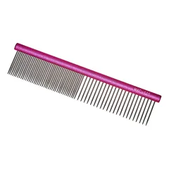 Madan Professional Mini Light Face Comb - professional and lightweight mini comb with an aluminum handle and mixed tooth spacing - Color: Fuchsia