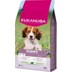 EUKANUBA Puppy Small Medium Breeds Lamb Rice 12 kg sausas maistas mažų ir vidutinių veislių šuniukams, turintis avienos ir ryžių
