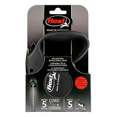 FLEXI pavadėlis šunims Standard S Cord virvinis 5m, juodas — 3 nuotrauka