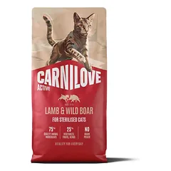 Carnilove Cat Sterilised Lamb & Wild Boar begrūdis sausas ėdalas sterilizuotoms katėms su ėriena ir šerniena, 2 kg