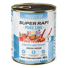 SUPER RAFI Pure Line Junior 800 g ėrienos su batatais – šlapias maistas šuniukams ir jauniems šunims