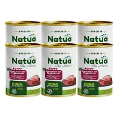 Natua (šuo) – 6x400 g skardinė – Specialus monoproteininis kumpis šuniukams – Kumpis šuniukams