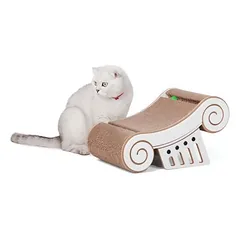 Canadian Cat Company draskyklė ATHENA, draskymo lenta su žaidimų bėgeliais, L 89 x B 38 x H 90 cm - balta — 3 nuotrauka
