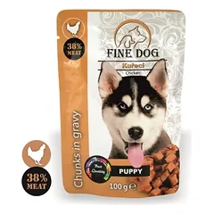 FINE DOG konservas šuniukams su vištiena 100g 22vnt
