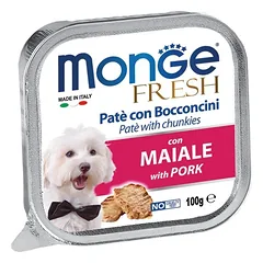 Monge Fresh paštetas šunims su kiaulienos gabalėliais 100g