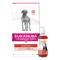 EUKANUBA Intestinal Dog 12kg + LAB V Lašišų aliejus šunims ir katėms 500ml
