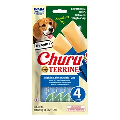 Churu Terrine skanėstas vidutinių veislių šunims su lašiša ir tunu, N4