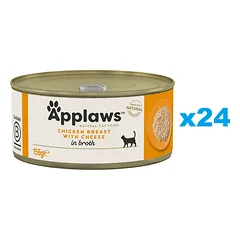 APPLAWS Cat Adult Chicken Breast with Cheese in Broth vištienos krūtinėlė su sūriu sultinyje 24x156 g