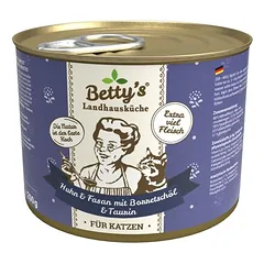 Betty's Landhausküche višta ir fazanas su agurklių aliejumi, drėgnas maistas katėms, Vištiena ir fazanas 6 x 200 g — 3 nuotrauka