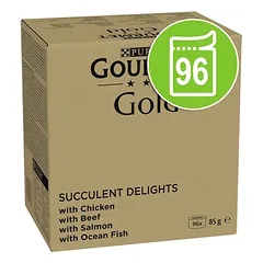 Didelė pakuotė Gourmet Gold sultingos švelnios juostelės 96 x 85 g, drėgnas maistas katėms
