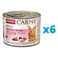 ANIMONDA Maistas Carny Adult rinkinys kalakutiena, vištiena ir krevetės 6 x 200 g