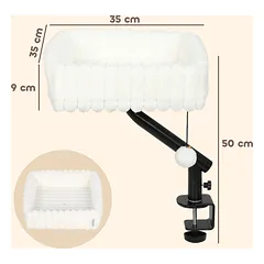 Katės guolis su reguliuojamu spaustuku ir 360° pasukamu laikikliu, baltas ir juodas, 35 × 35 × 50 cm — 3 nuotrauka