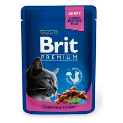 Brit Premium konservai katėms su vištiena ir kalakutiena 24x100g