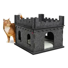 Canadian Cat Company Felty Fort veltinio kačių pilis, L 55 x B 55 x H 32 cm – antracitas – aukštų priedų rinkinys — 2 nuotrauka