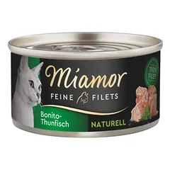 MIAMOR Feine Filets Naturell Bonito Tuna 80g dryžuotųjų tunų filė Naturell Bonito Tuna savame padaže
