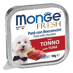 Monge Fresh paštetas šunims su tuno gabalėliais 100g