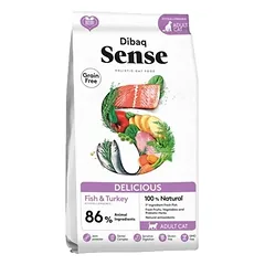 Dibaq Sense begrūdis kačių maistas su žuvimi ir kalakutiena 1.5 kg