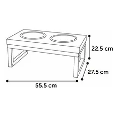 Flamingo dvigubas dubenėlių rinkinys su stovu Tommy 55,5x27,5x22,5 cm 1600 ml — 3 nuotrauka