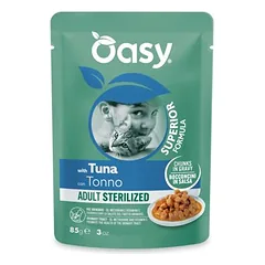 Oasy Chunks Adult Sterilized drėgnas maistas katėms 12 x 85 g