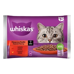 WHISKAS Classic Meals Vištienos ir jautienos padažas 4x85g