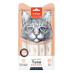 Wanpy skanėstas katėms, Creamy treats, su tunu ir lašiša, 70 g (5x14g)