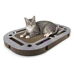 Canadian Cat Company kačių žaidimų aikštelė PLAYPLATE su draskymo kartonu, L 85 x B 54 x H 5.8 cm – dydis XL / tamsiai pilka, medžio raštu — 3 nuotrauka