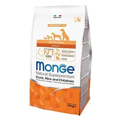 MONGE Adult sausas pašaras suaugusiems šunims su antiena, ryžiais  ir bulvėmis, 2,5 kg