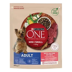 PURINA ONE Mini Adult su jautiena ir ryžiais, sausas maistas šunims — 2 nuotrauka