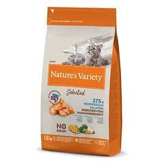 Nature's Variety Selected Adult Cat Sausas maistas suaugusioms katėms su lašiša 1,25 kg