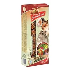Vitapol Standard Smakers 3in1 lazdelių formos skanėstai graužikams ir triušiams su vaisiais, daržovėmis ir ceratonija, 3 vnt., 135 g