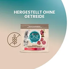 PURINA ONE Grain Free Sterilized su jautiena, sausas maistas katėms — 2 nuotrauka